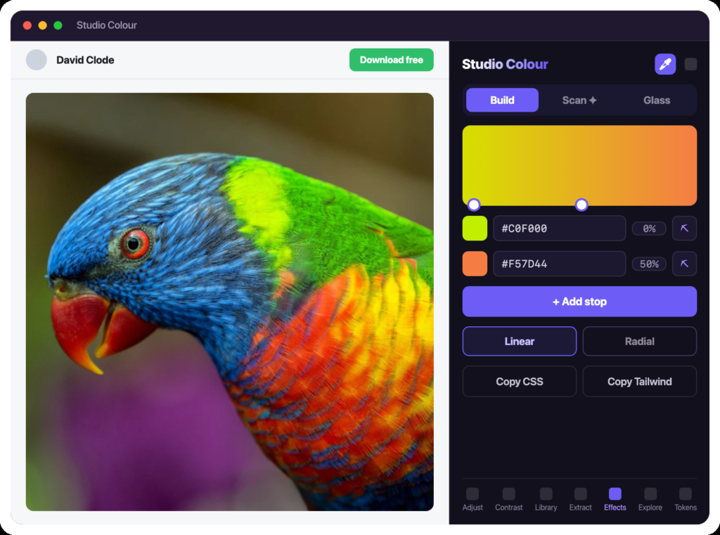 Studio Colour panel shown in the Studio Grid suite