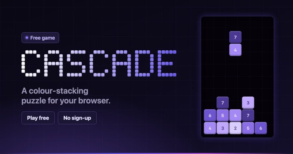 Cascade — a free colour-stacking puzzle from Studio Grid