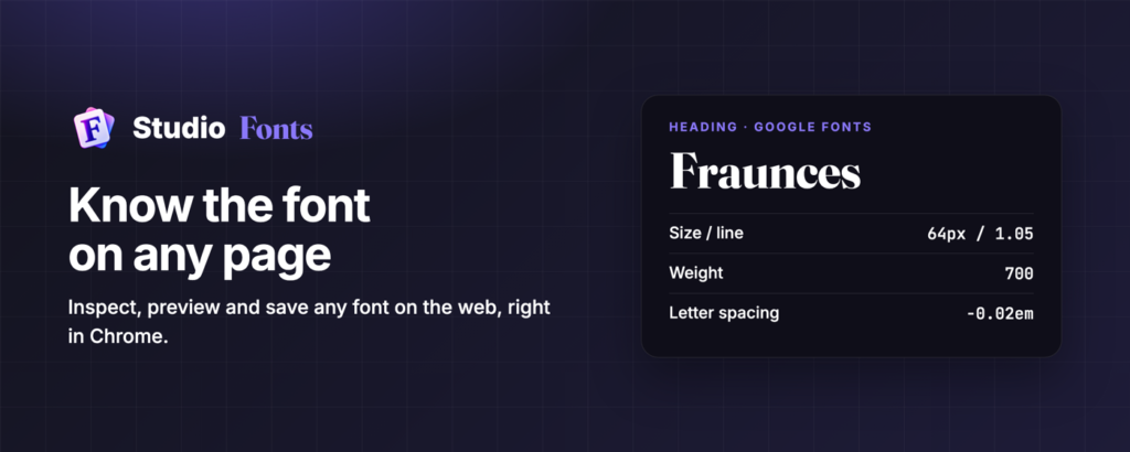 Studio Fonts: know the font on any page