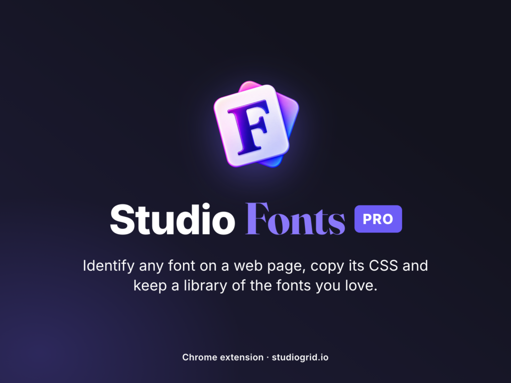 The Studio Fonts panel beside a web page