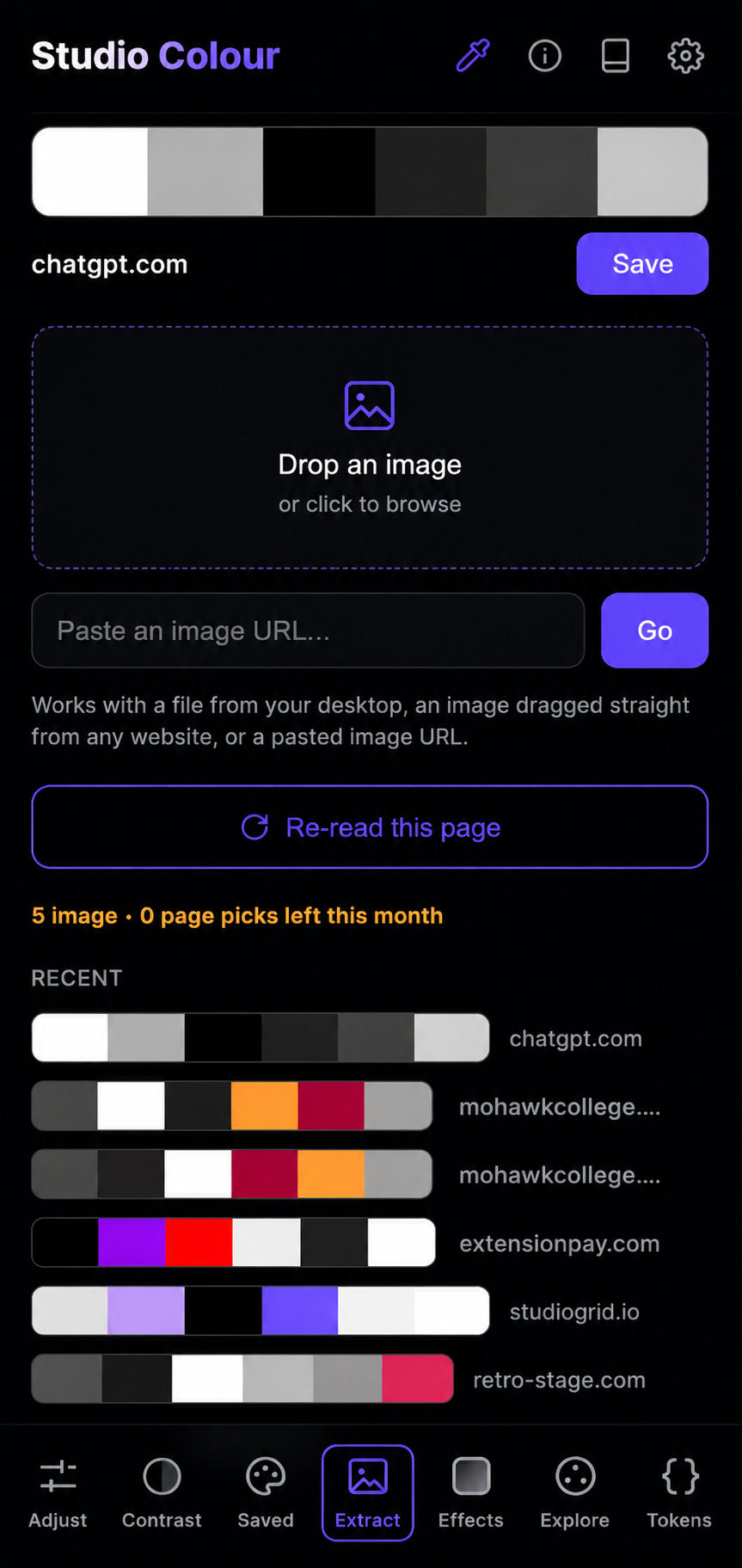 Extracting a palette from an image with Studio Colour