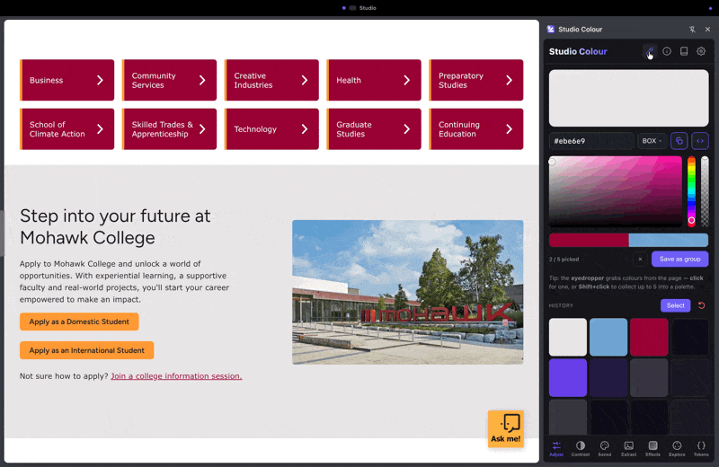 Studio Colour — a colour toolkit in the browser side panel